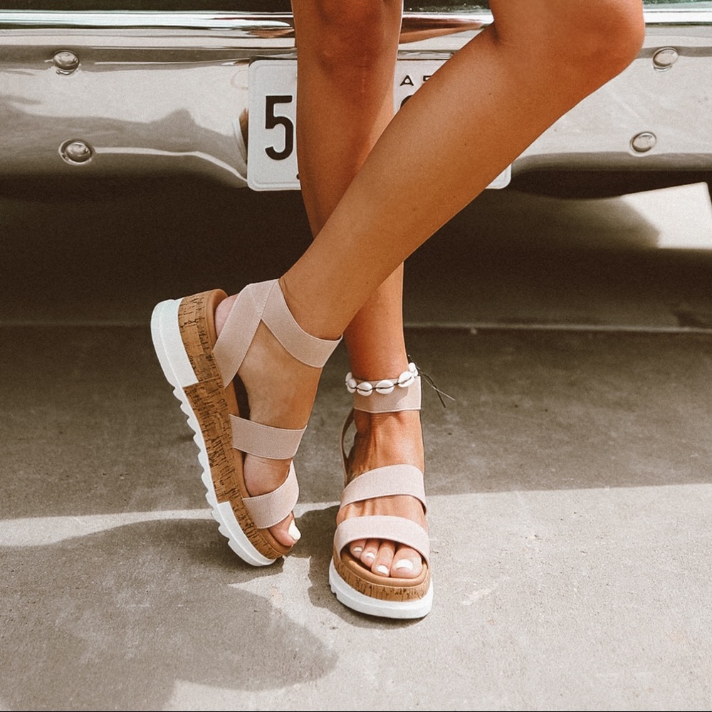 Steve Madden Bandi Elastic Cork Flatform Sandals